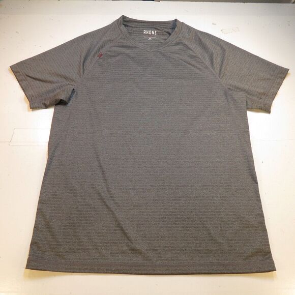 RHONE V NECK PERFORMANCE ATHLETIC TEE T SHIRT Mens M Gray - Picture 2 of 3